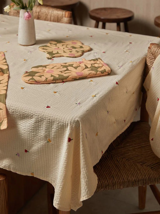 Forget Me Not Embroidered Tablecloth