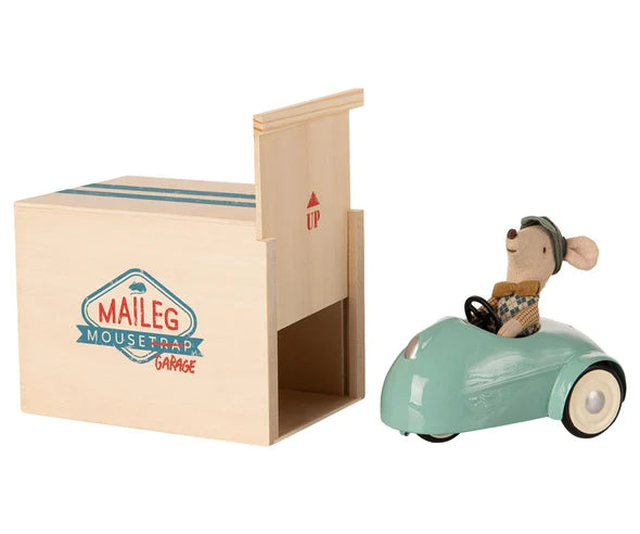 Vintage Mouse car w. garage - Blue