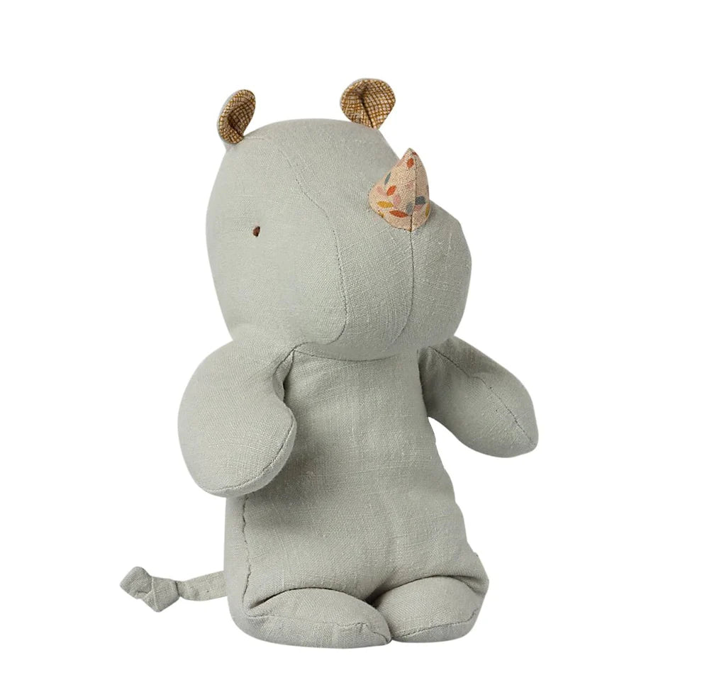 Safari Friends Rhino, Pigeon Blue Linen, Small