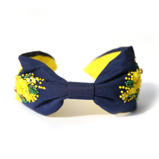 Navy Wattle Beaded Headband