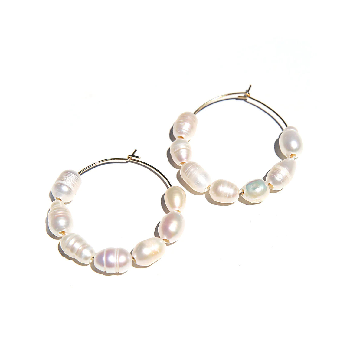 Large Pearl Hoop Earrings