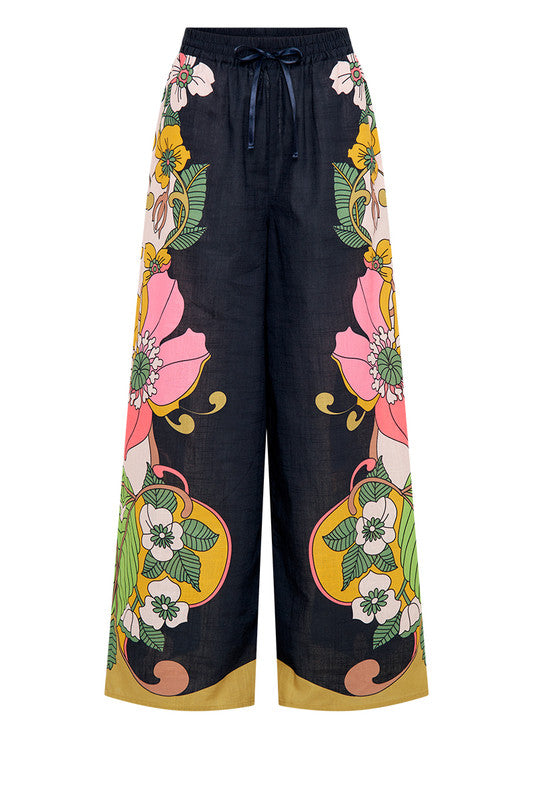 Vivid Elastic Waist Pants in India ink