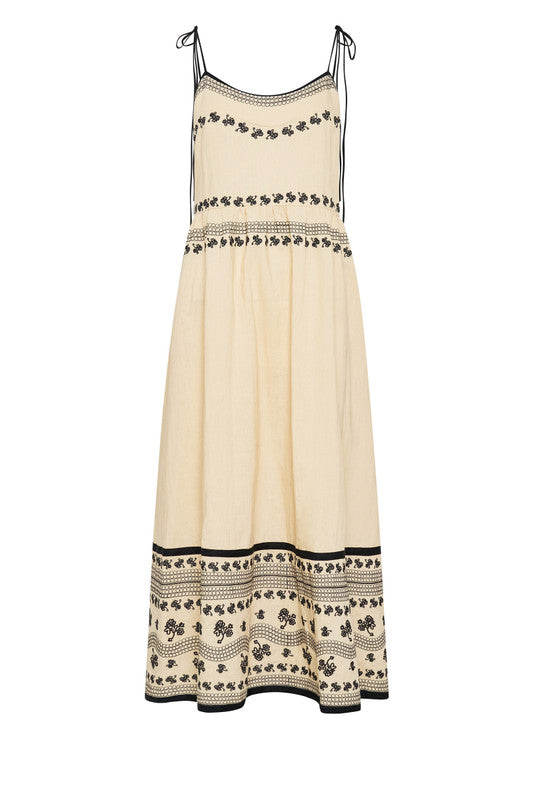 Kasia Embroidered Slip Dress Ecru