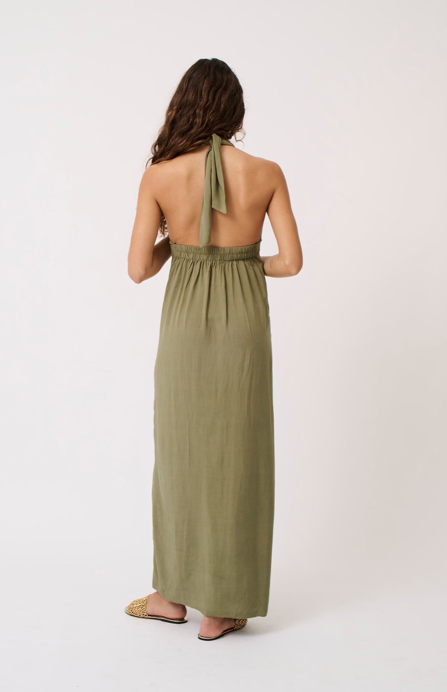 Sabrina Halter Dress- Palm