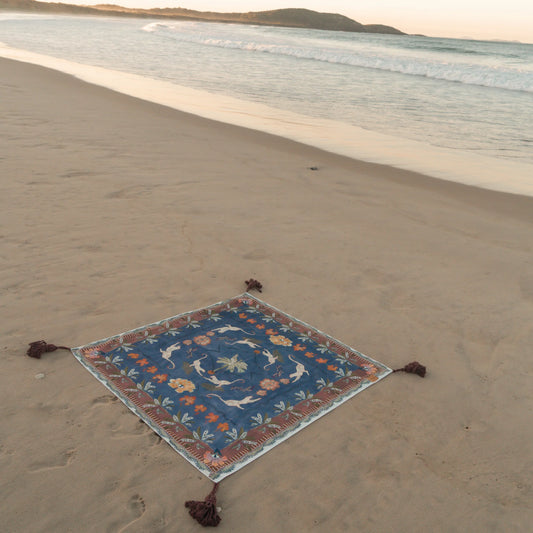 Eye of the Jungle Picnic Rug - Lagoon