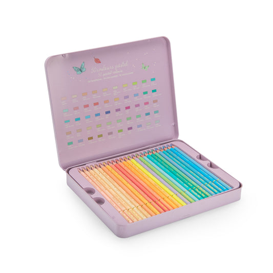 Les Rosalies 50 Pastel Colouring Pencils in Tin