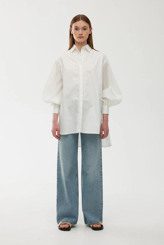 Harlow Pleat Shirt Ivory
