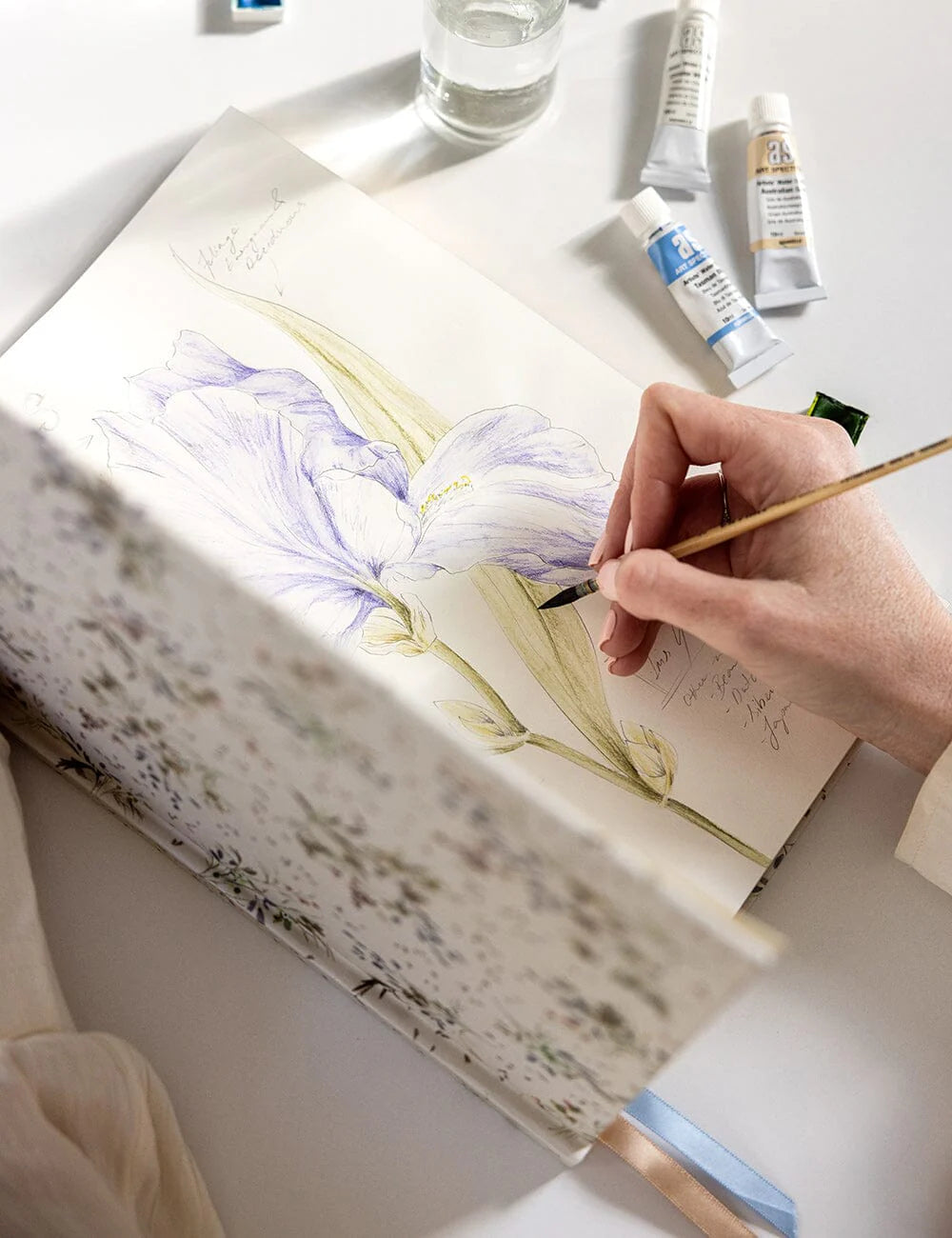 A4 Linen Bound Art Sketch Journal - Wax Flower
