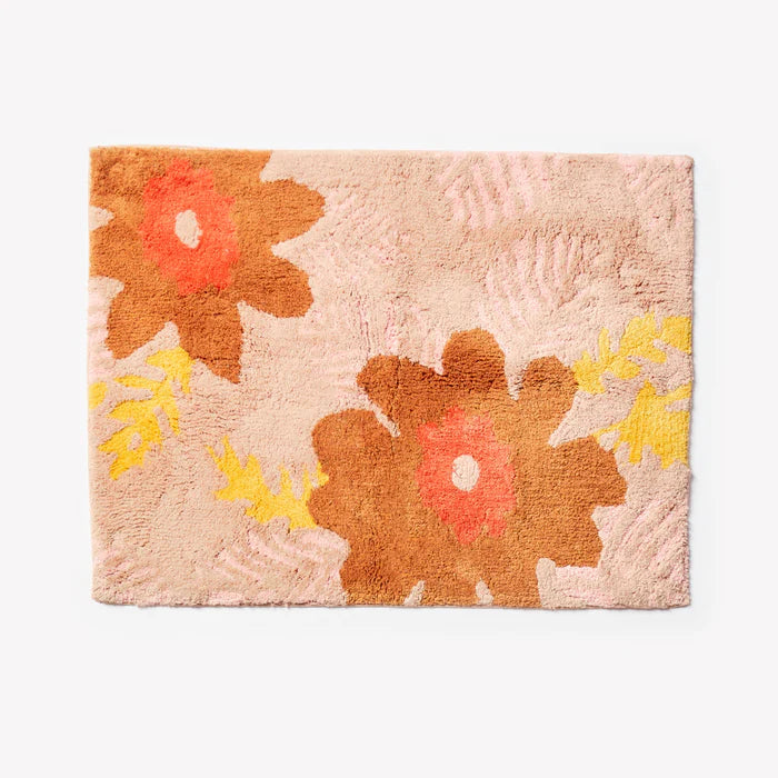 Sunset Floral Pink Bath Mat