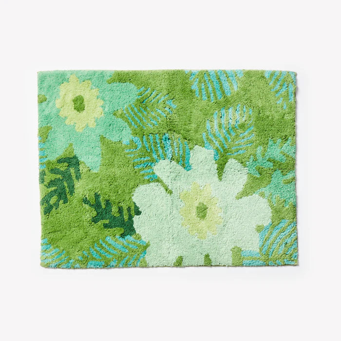 Sunset Floral Green Bath Mat