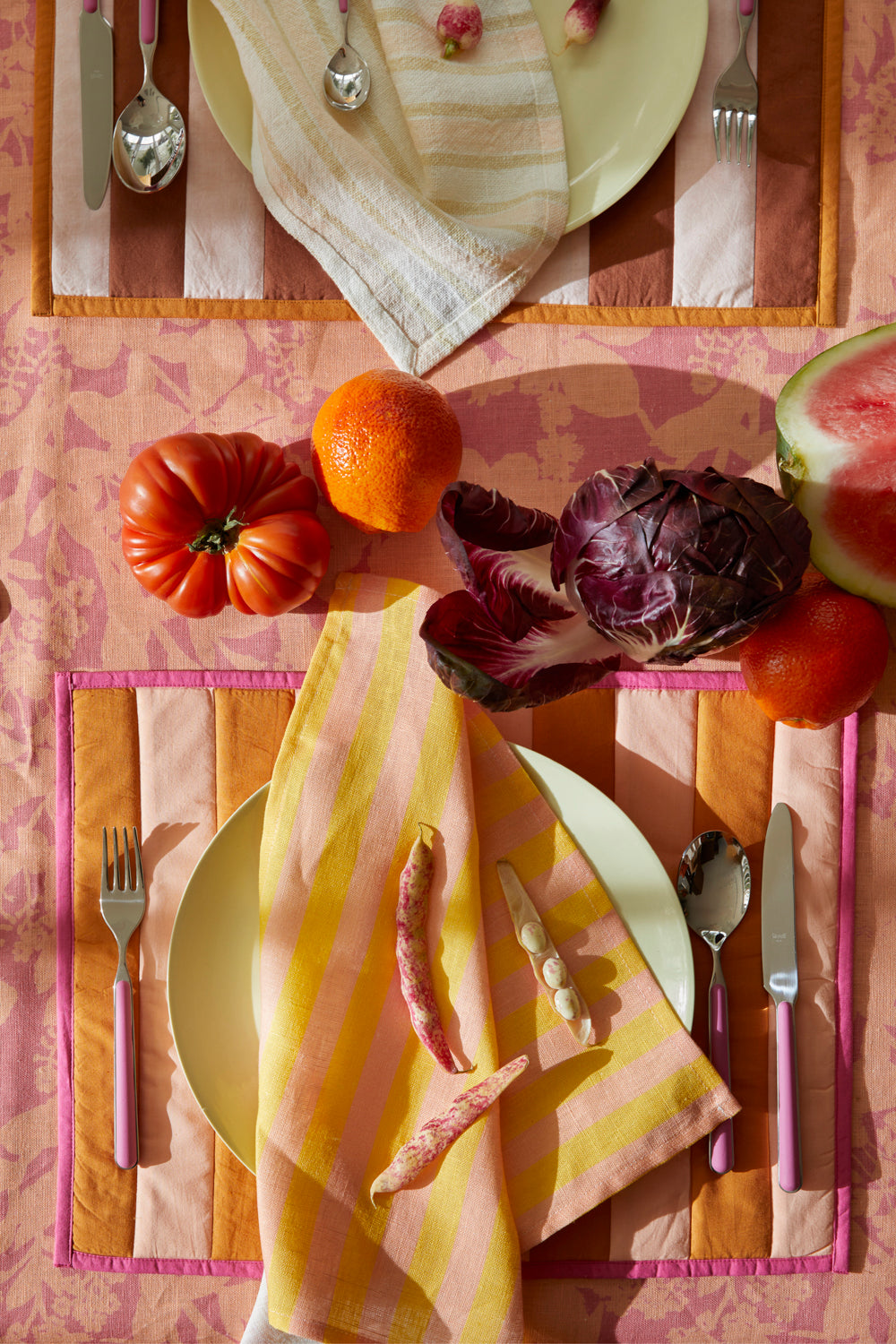Stripe Peach Placemats - Set of 4