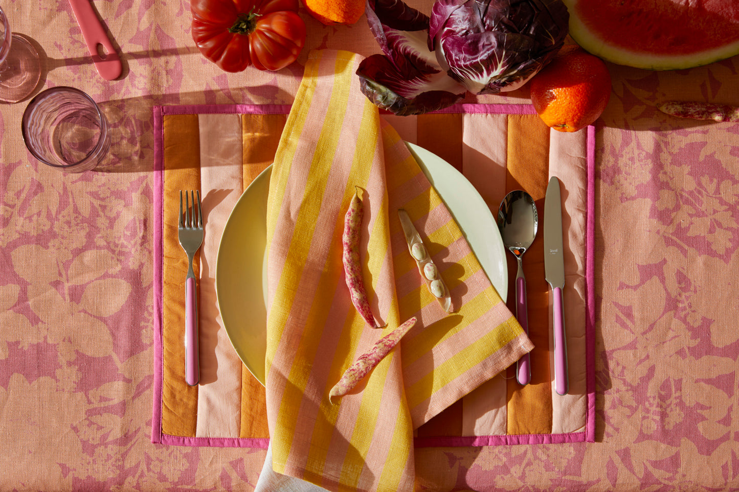 Stripe Peach Placemats - Set of 4