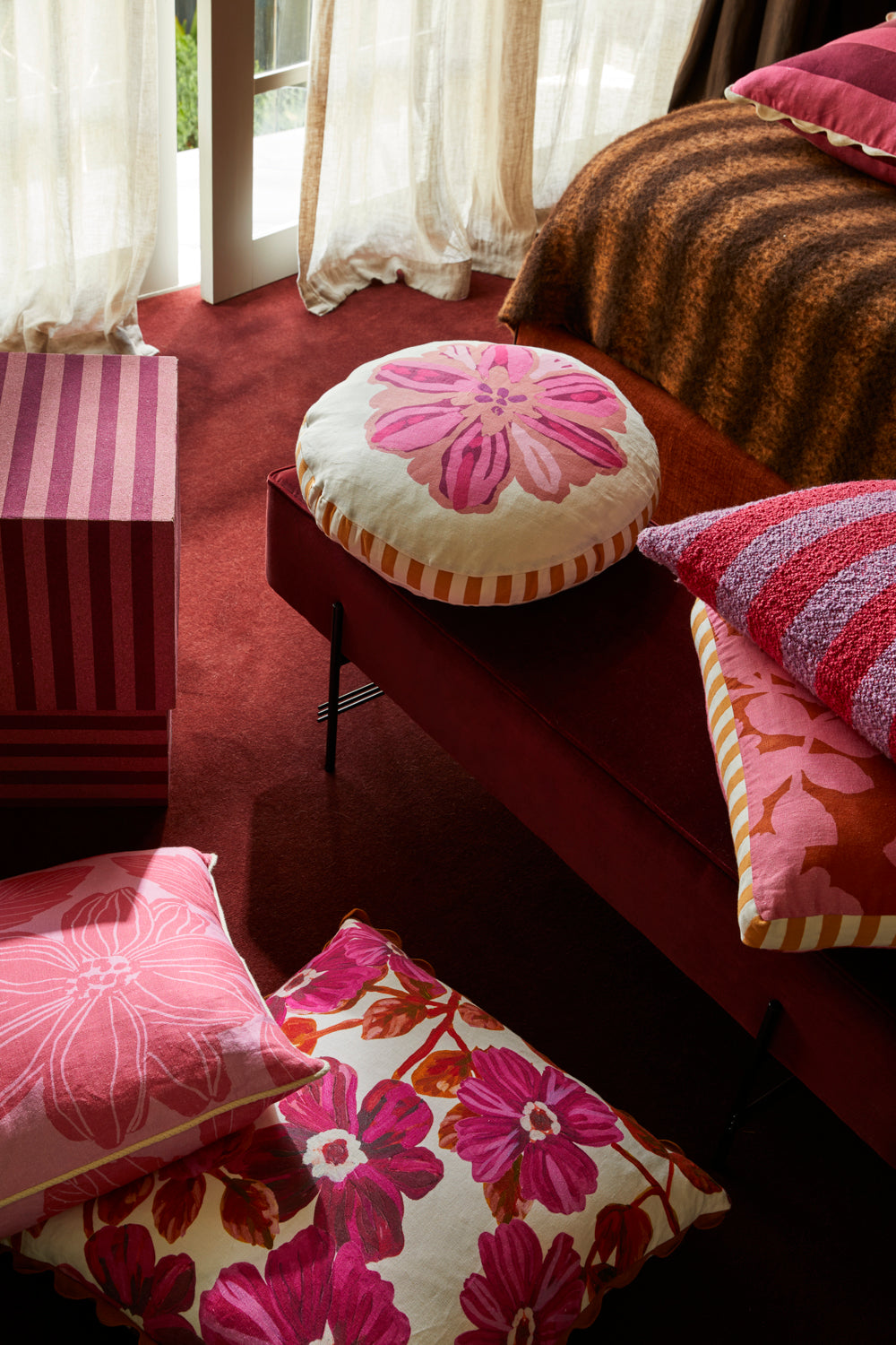 Big Stripe Cerise 60cm Cushion