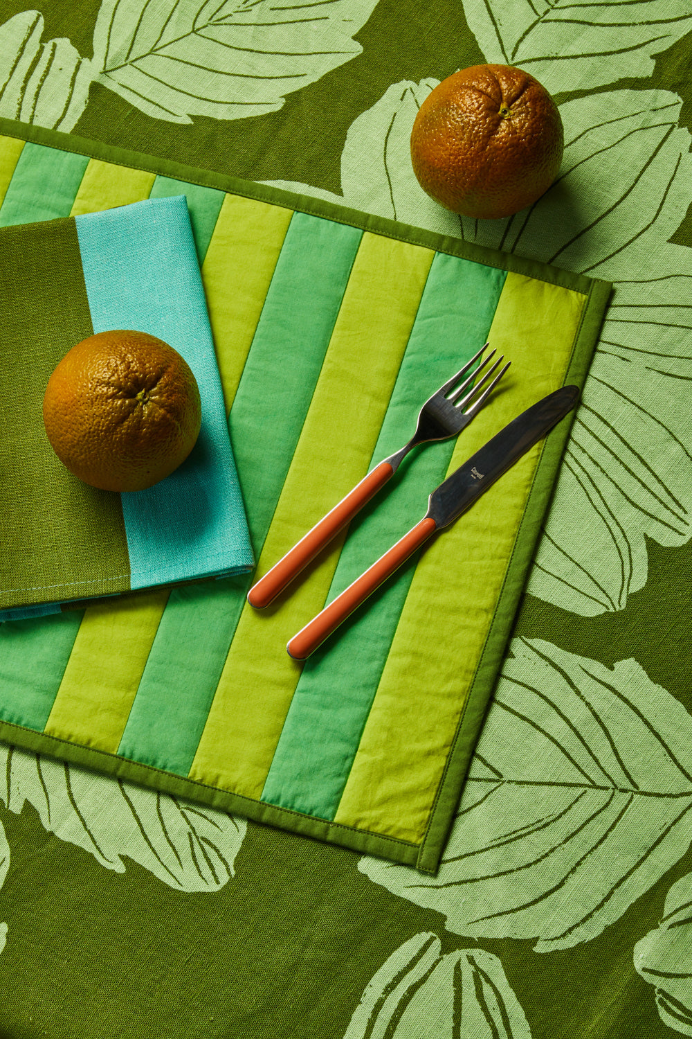 Stripe Green Placemats - Set of 4
