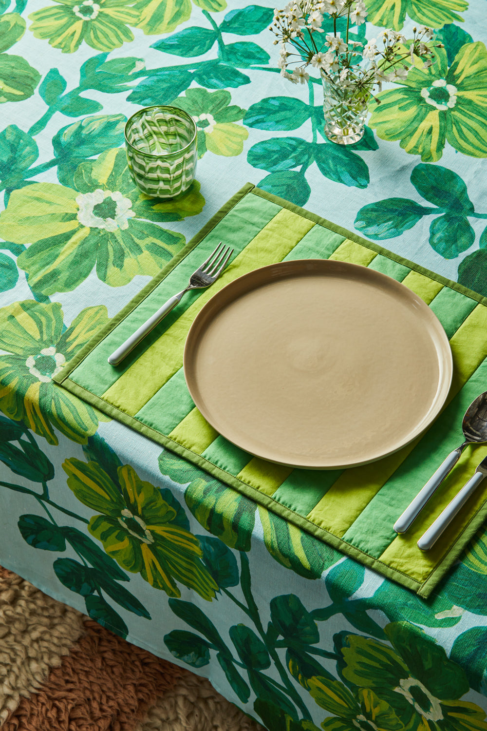 Stripe Green Placemats - Set of 4