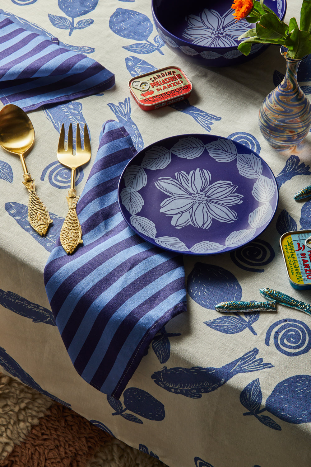 Sardines Blue Tablecloth