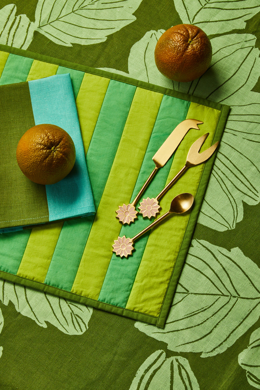 Stripe Green Placemats - Set of 4