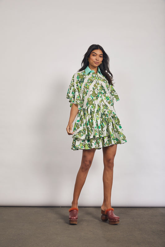 Jungle Mini Dress Green Stripe