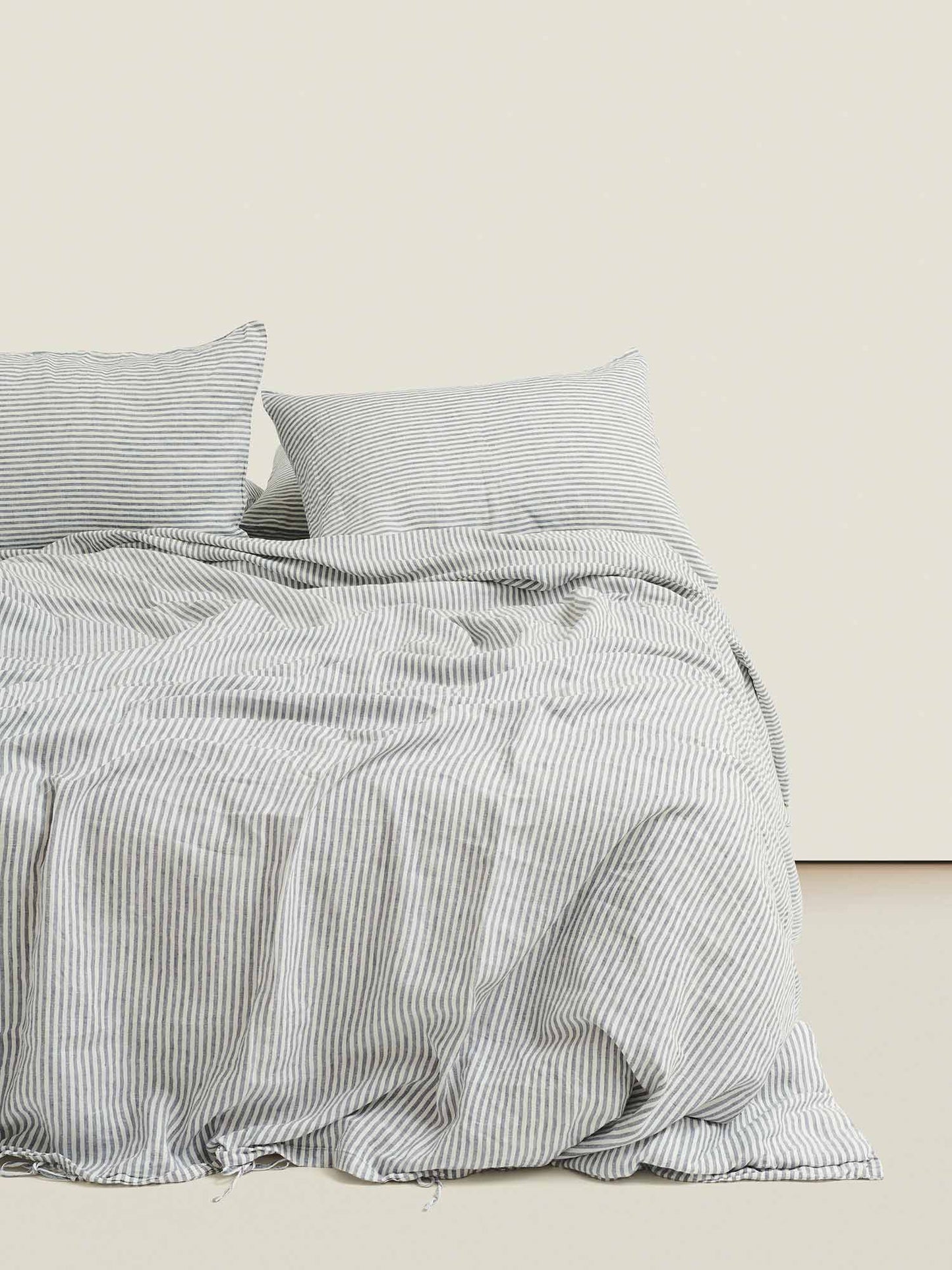 Linen Duvet Cover Blue Stripe