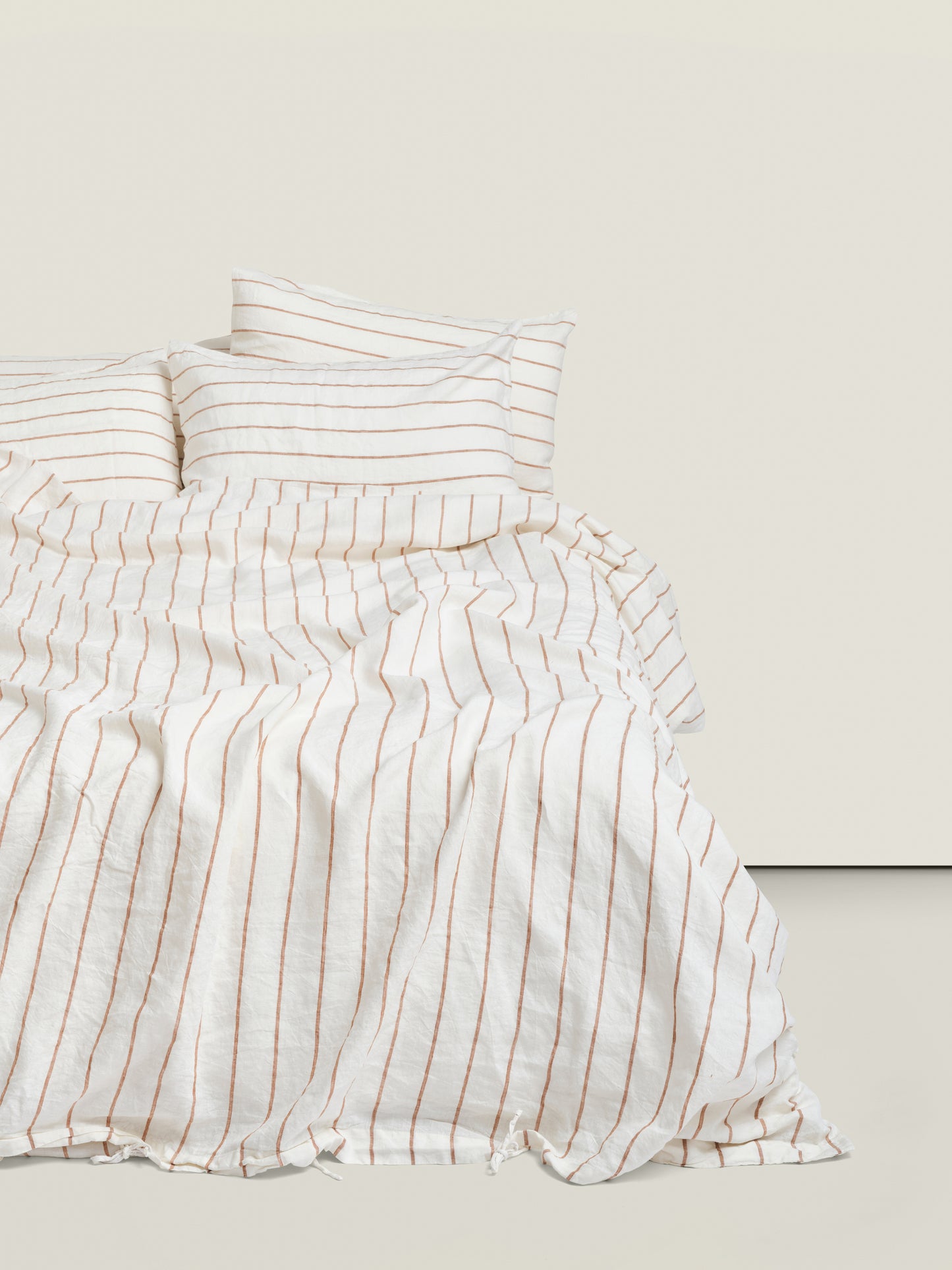100% Linen Duvet Cover Tobacco Stripe