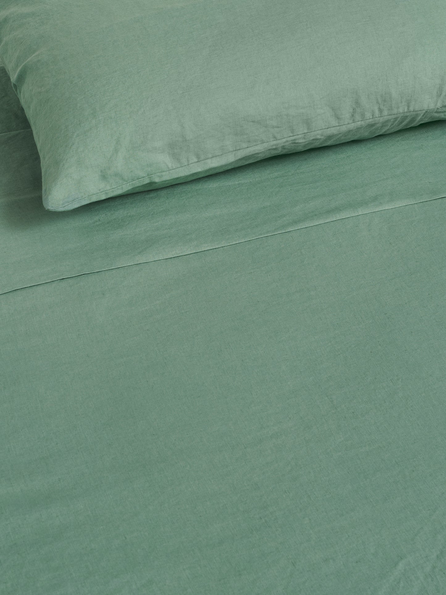 100% Linen Flat Sheet ~ Green Fig