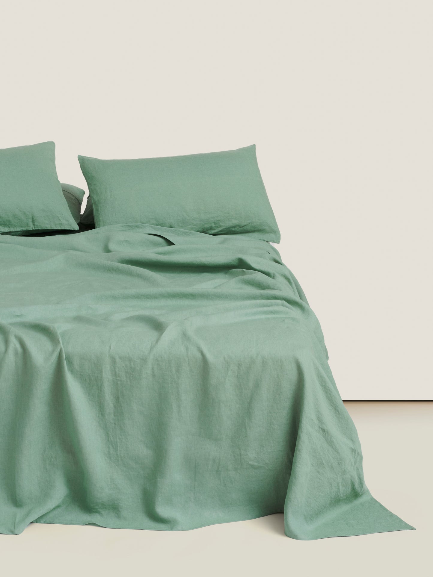 100% Linen Flat Sheet ~ Green Fig