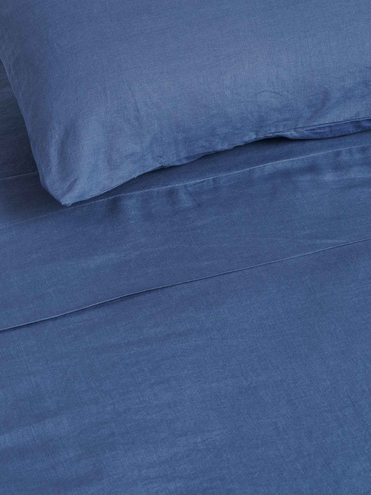 100% Linen Flat Sheet ~ Marine Blue