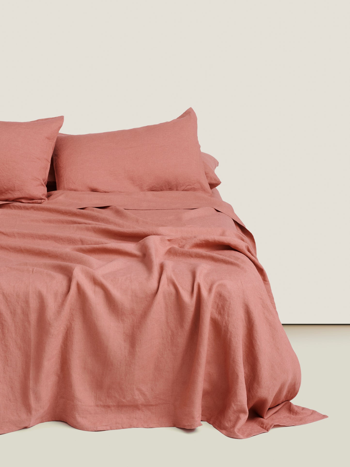 100% Linen Flat Sheet ~ Vintage Pink