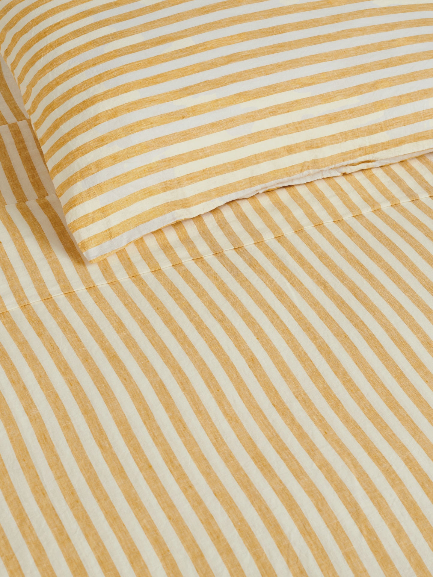 100% Linen Pillowcase Set of 2 Yellow Stripe