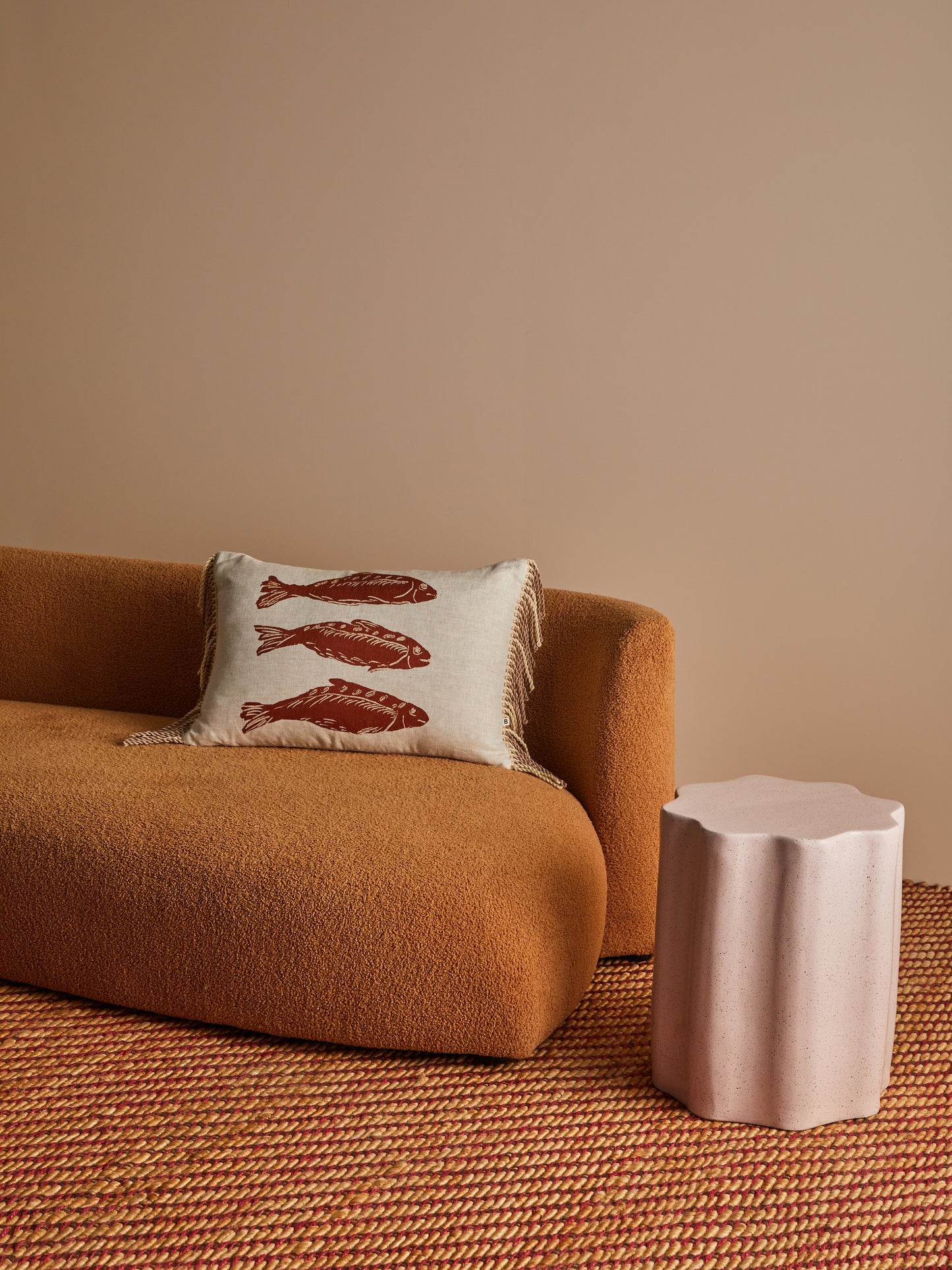 Sardines Tan Linen Cushion