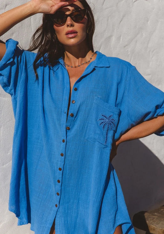 Palm Shirt Dress ~ Oceano