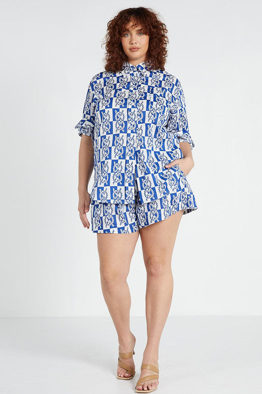 Classic Easy Fit Shirt Blue and White