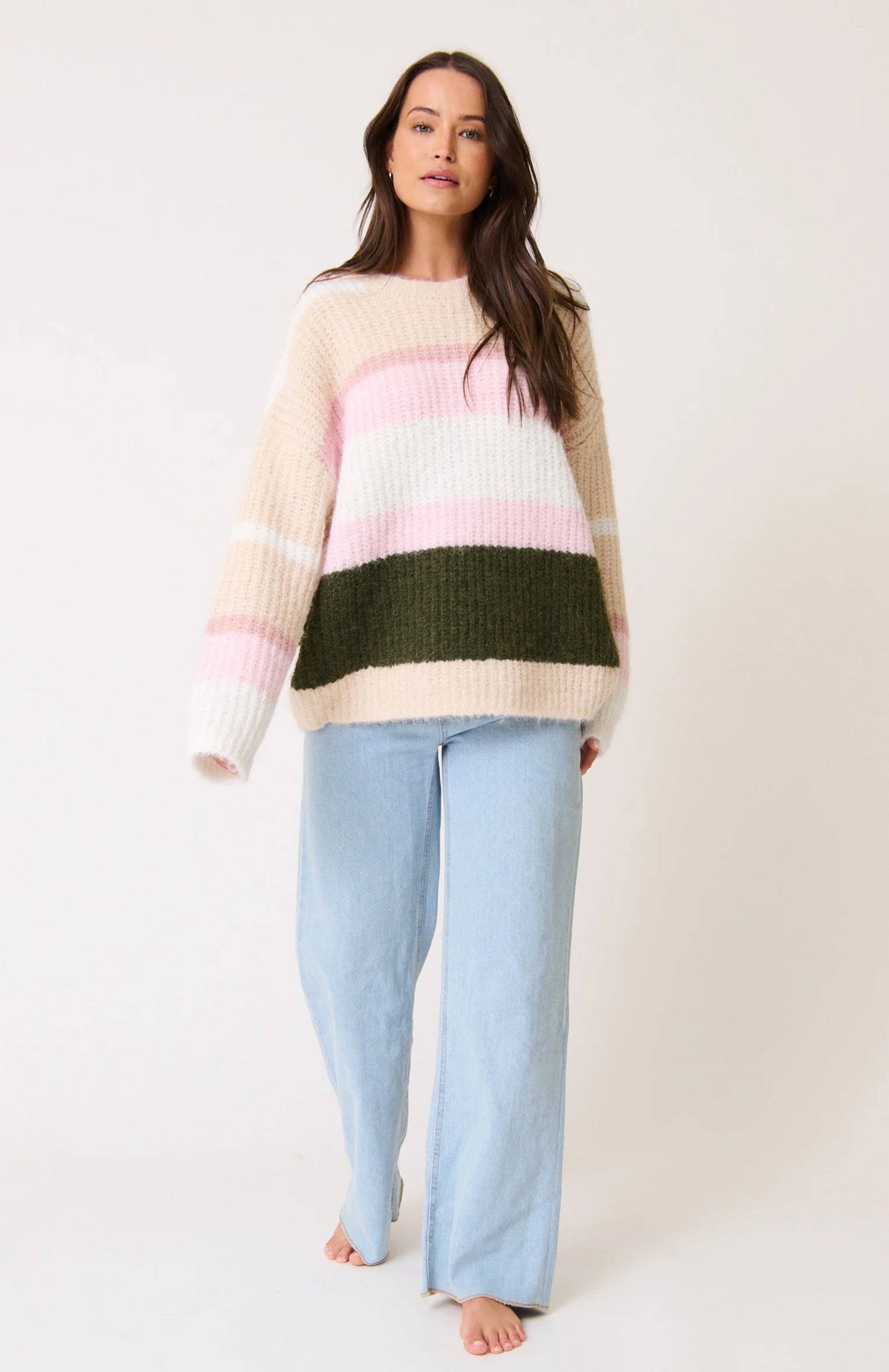 Kai Knit Sweater Khaki Stripe