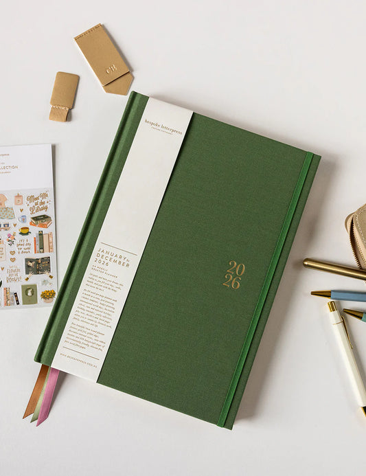 2026 Desktop A4 Linen Weekly Planner ~ Finch