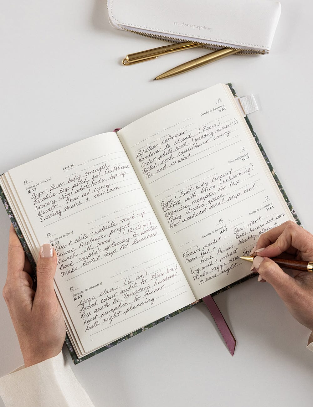 2026 Petite Linen Bound Weekly Planner ~ Summer Perrenials
