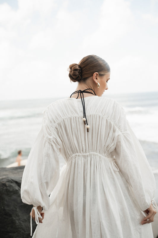 Ruched Linen Dress