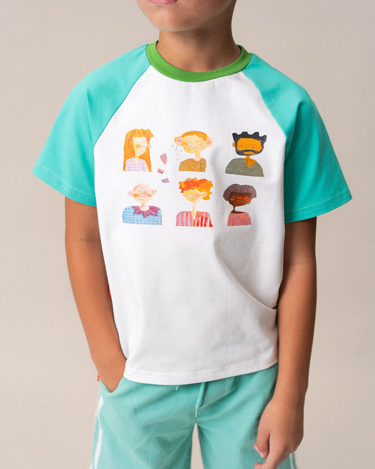 Raglan T-Shirt Aqua & White