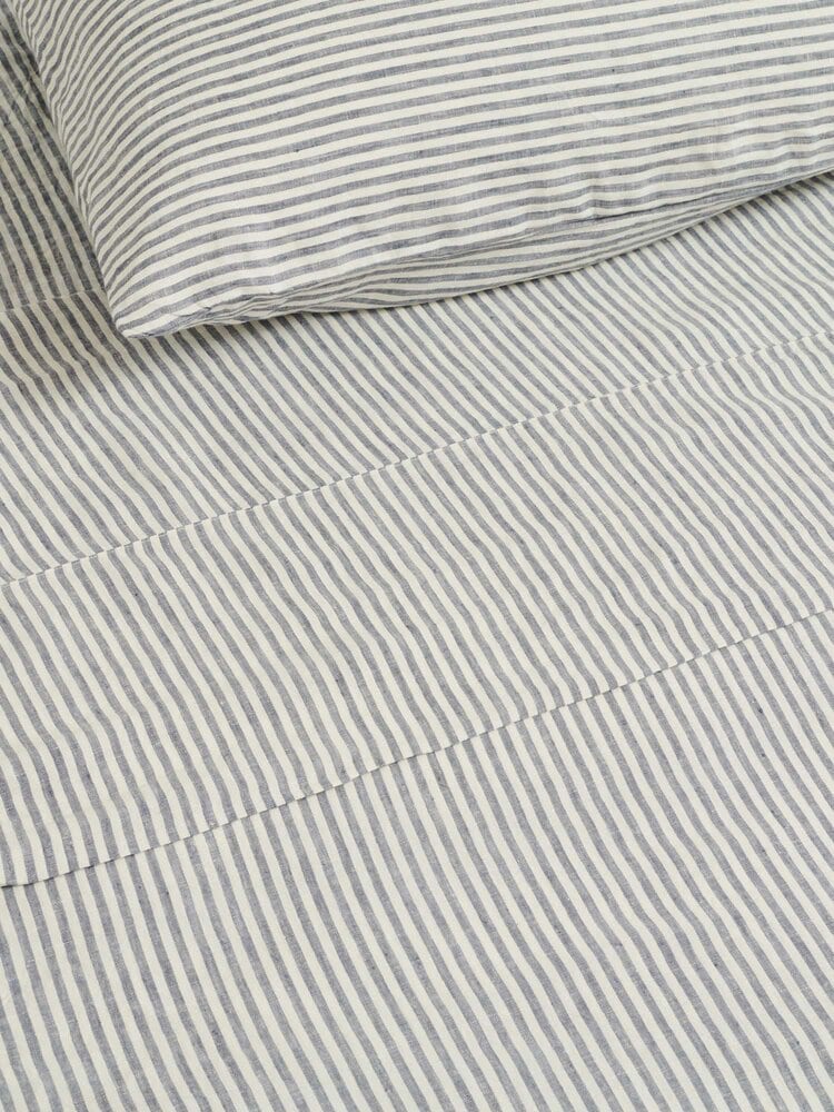 Linen Duvet Cover Blue Stripe