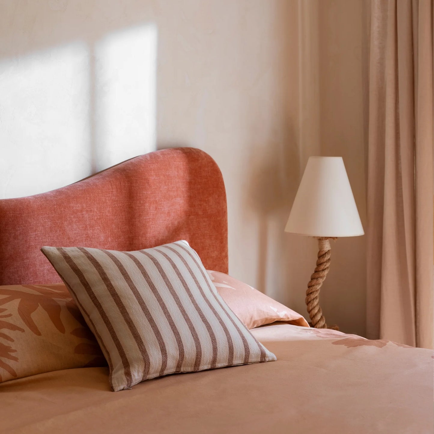 Linear Tan 50cm Linen Cushion