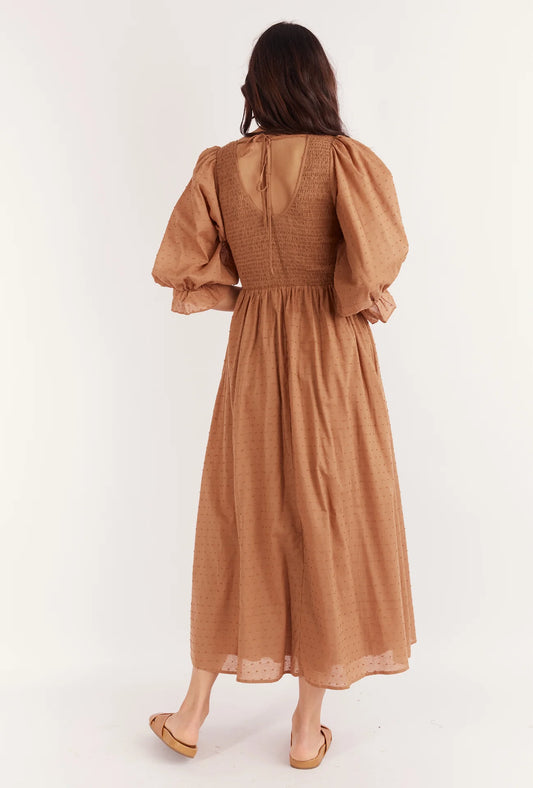 Indra Midi Dress Brown Spot
