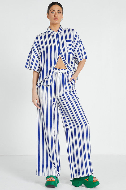 Elastic Waist Pants Stripe