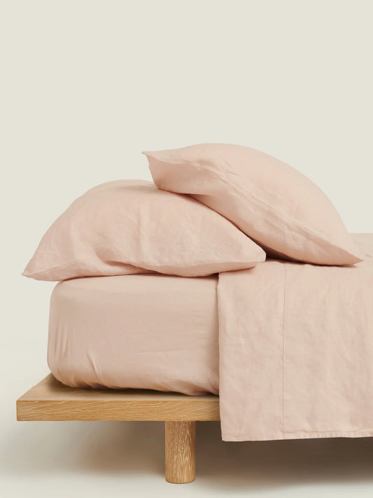 100% Linen Pillowcase Set of 2 Blush