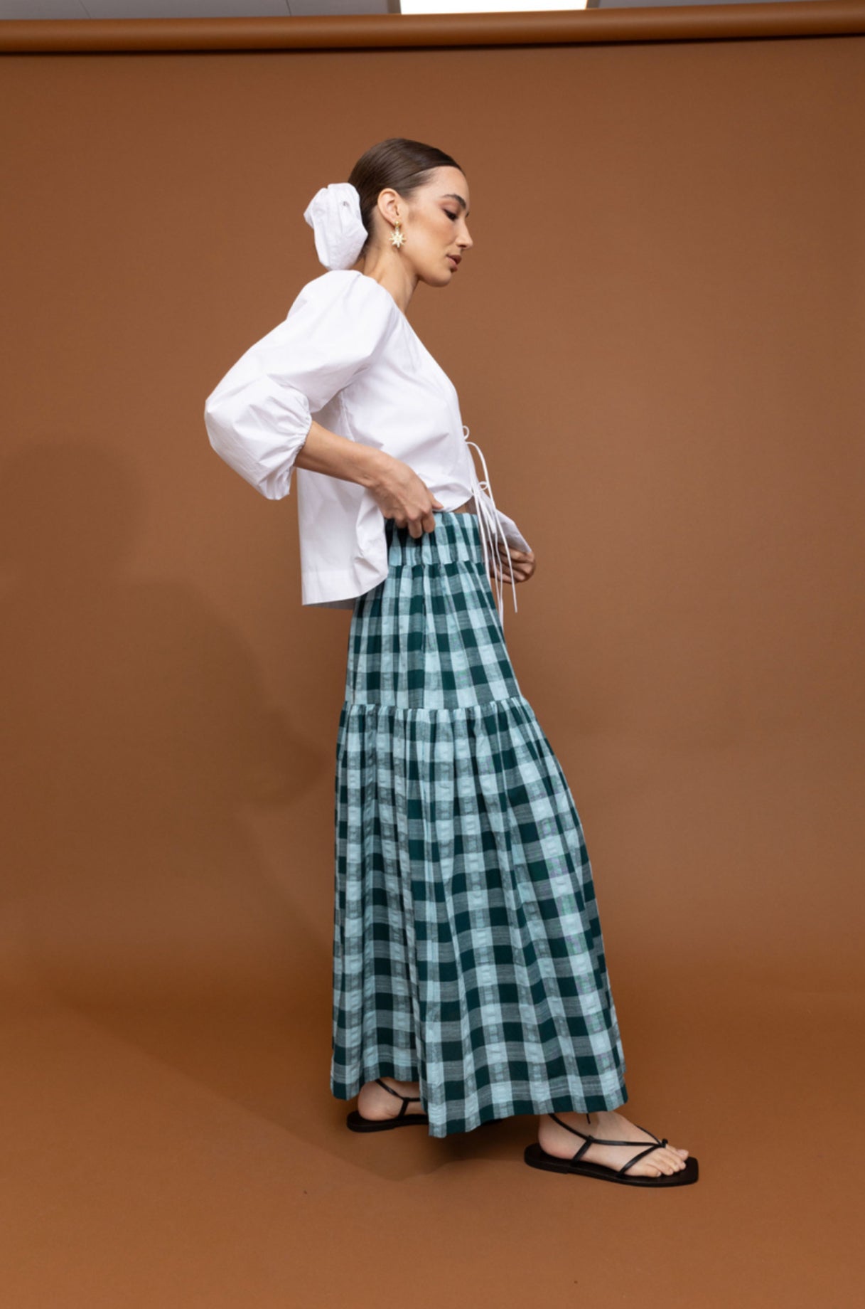 Astrid Skirt Teal Gingham