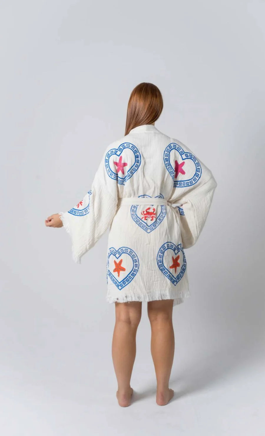 Midi Natural Robe ~ Crab/Sea Star Hand Pressed Motif