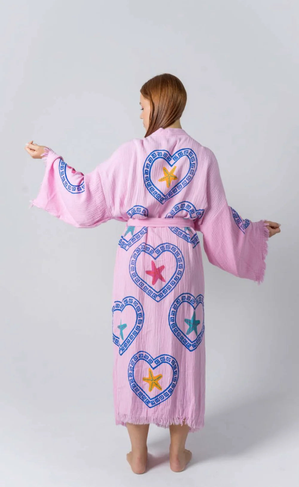 Long Orchid Bloom Robe ~ Seastar Hand Pressed Motif