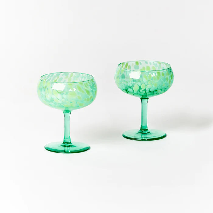 Glass Coupe Dots Set of 2