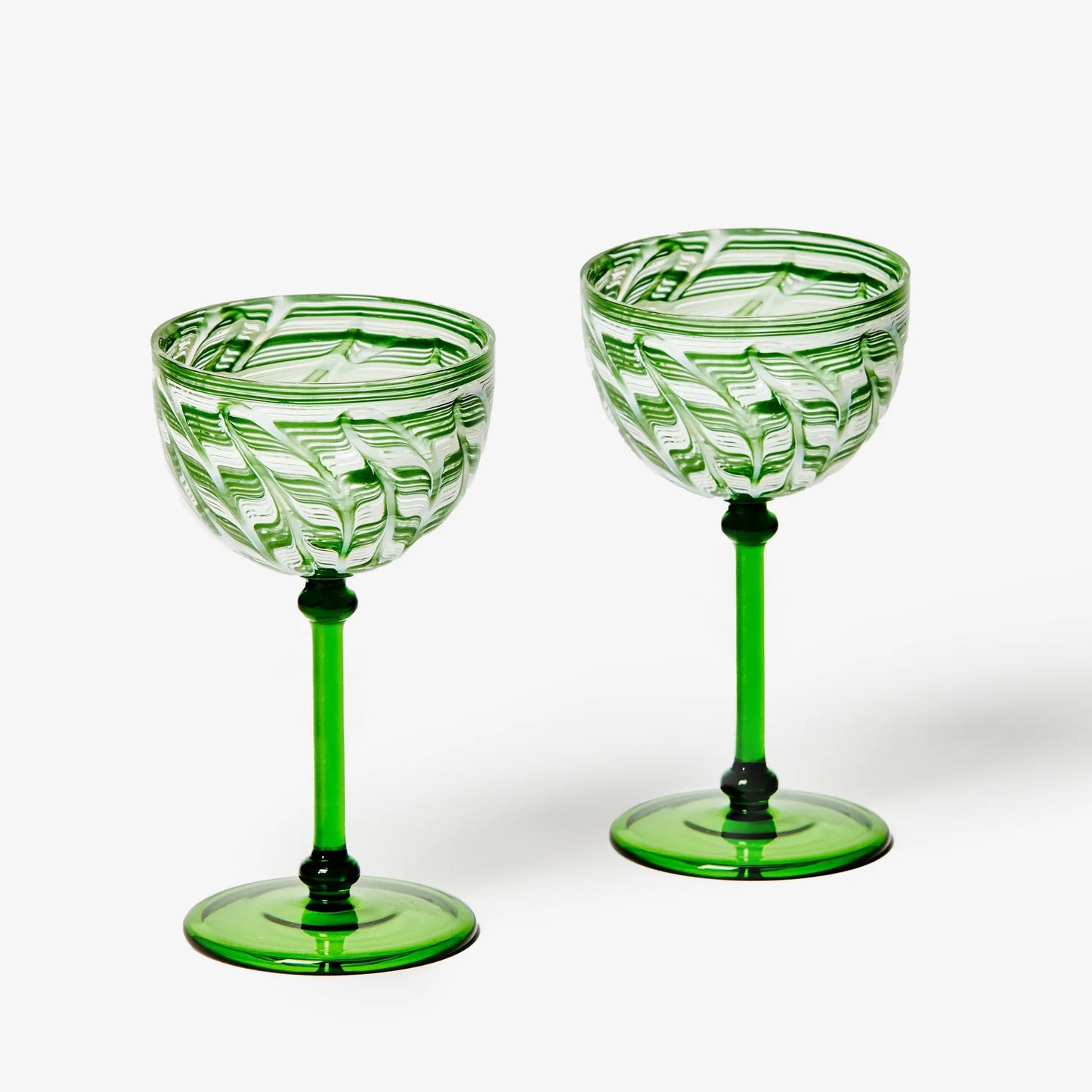 Watercolour Green Coupes Set of 2