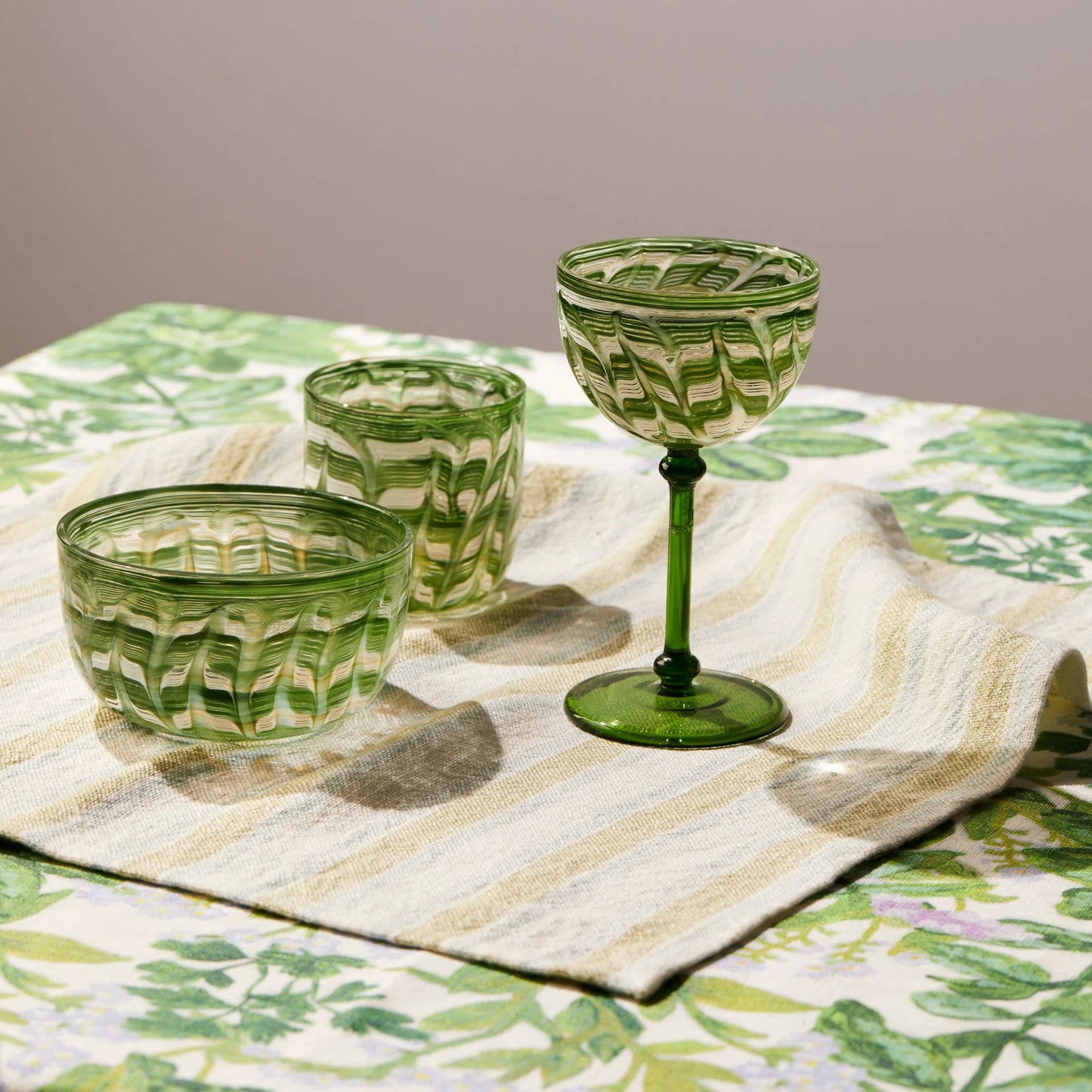 Watercolour Green Coupes Set of 2