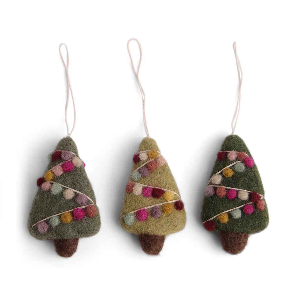 Christmas Tree w/Garland Felt Decoration 3pk