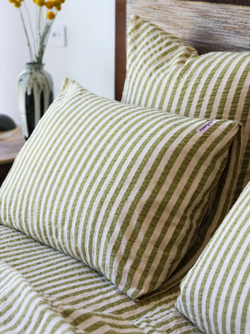 Pistachio Seersucker Fitted Sheet